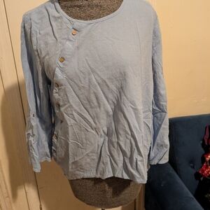 Light Blue Button-Up Blouse